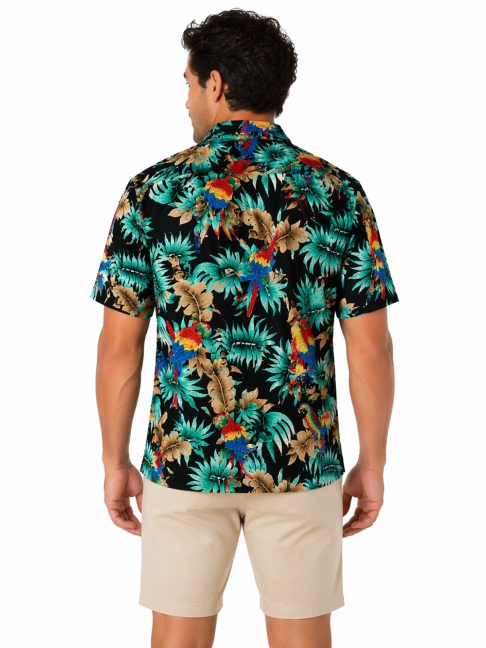 Pacific Company Men’s Hawaiian shirt Medium Floral Beach Parrot Print Magnum PI - Picture 2 of 14